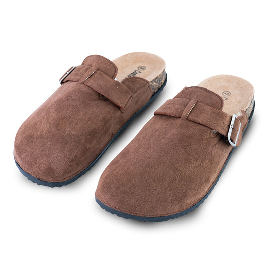 Women's Buckle Clogs with Cork Footbed L-1243 (BROWN)