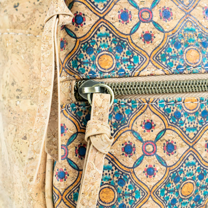 Cork Backpack – Flower and Tiles Pattern BAGD-610