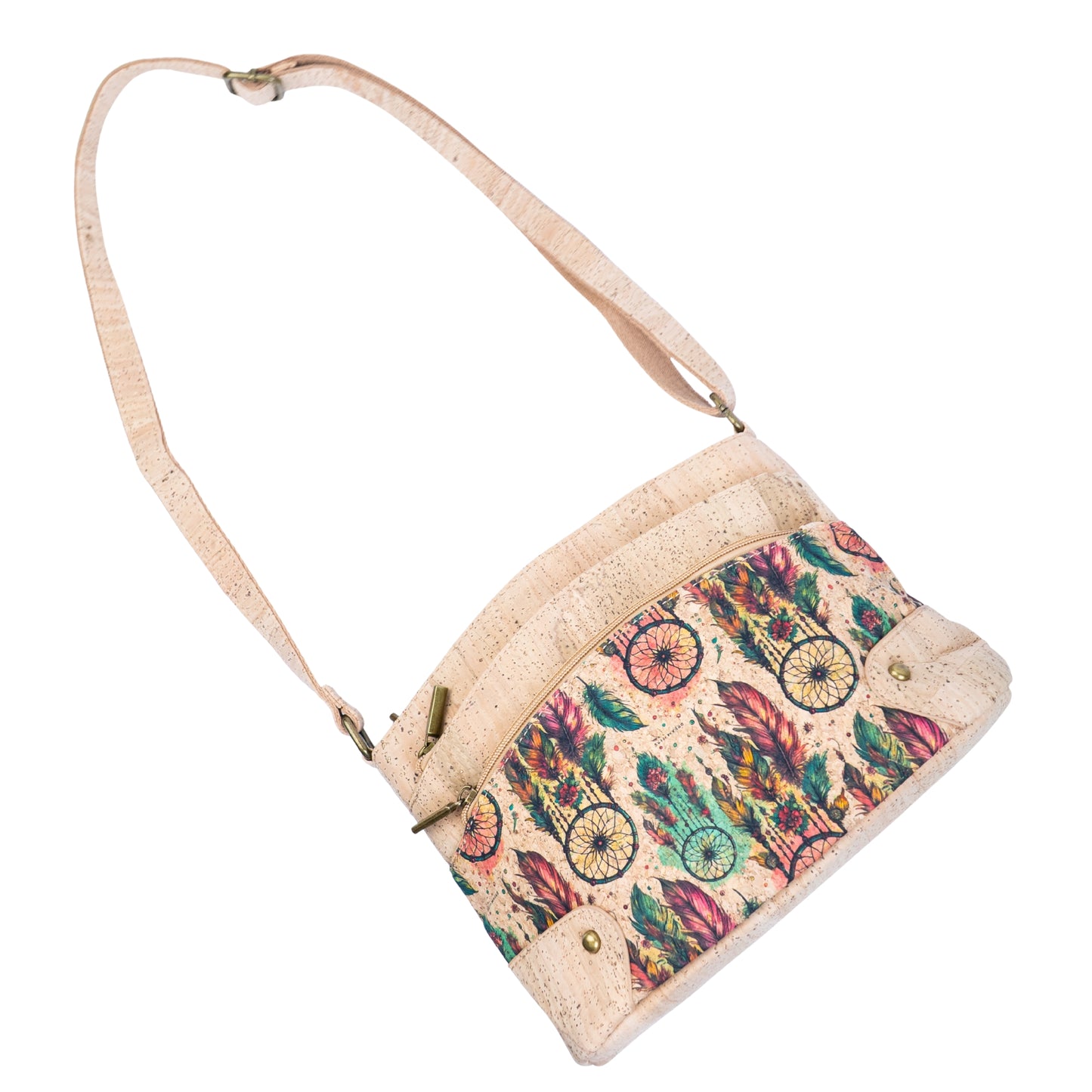 Multi-Pocket Cork Crossbody Bag with Adjustable Shoulder Strap BAG-2394