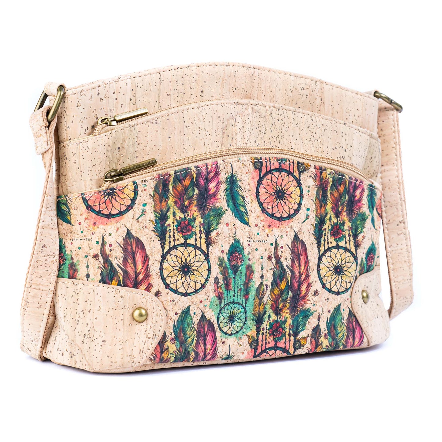 Multi-Pocket Cork Crossbody Bag with Adjustable Shoulder Strap BAG-2394