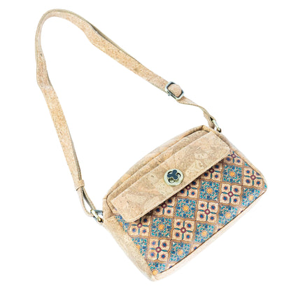 Cork Crossbody Bag Flap, Twist Lock & Dual Compartment BAGD-632