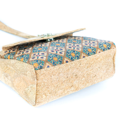 Cork Crossbody Bag Flap, Twist Lock & Dual Compartment BAGD-632