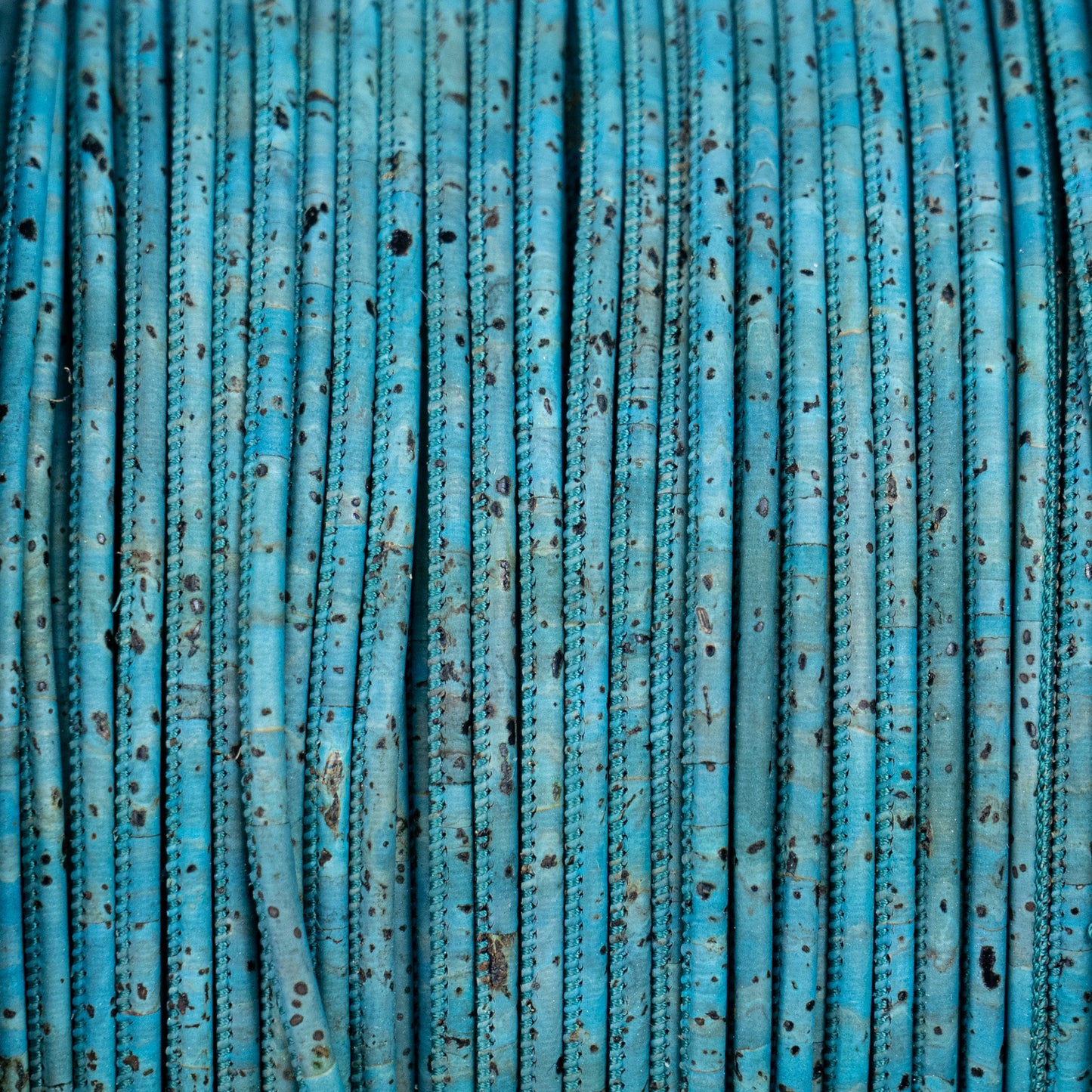 Turquoise 3mm round cork cord COR-651(10 meters)
