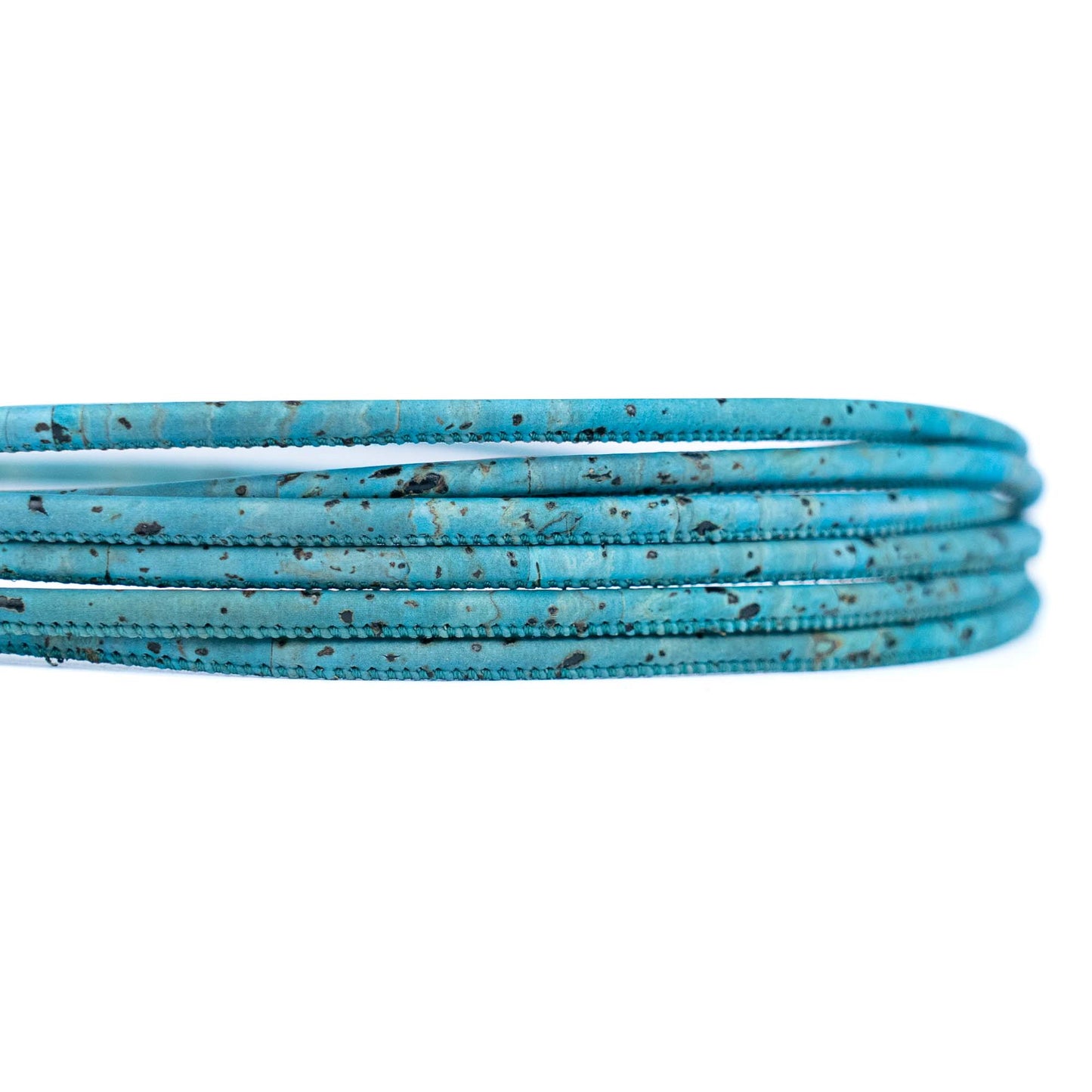Turquoise 3mm round cork cord COR-651(10 meters)