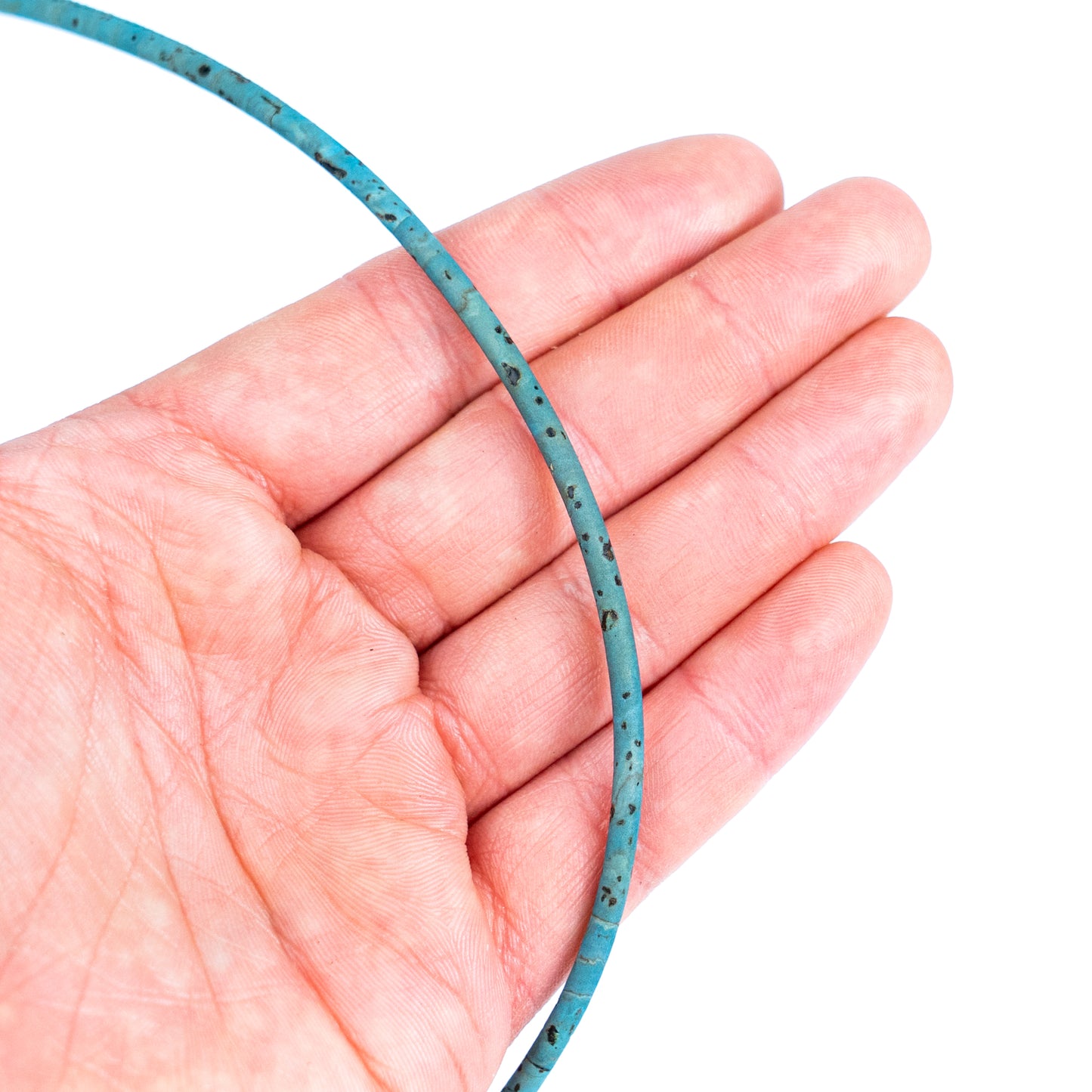 Turquoise 3mm round cork cord COR-651(10 meters)