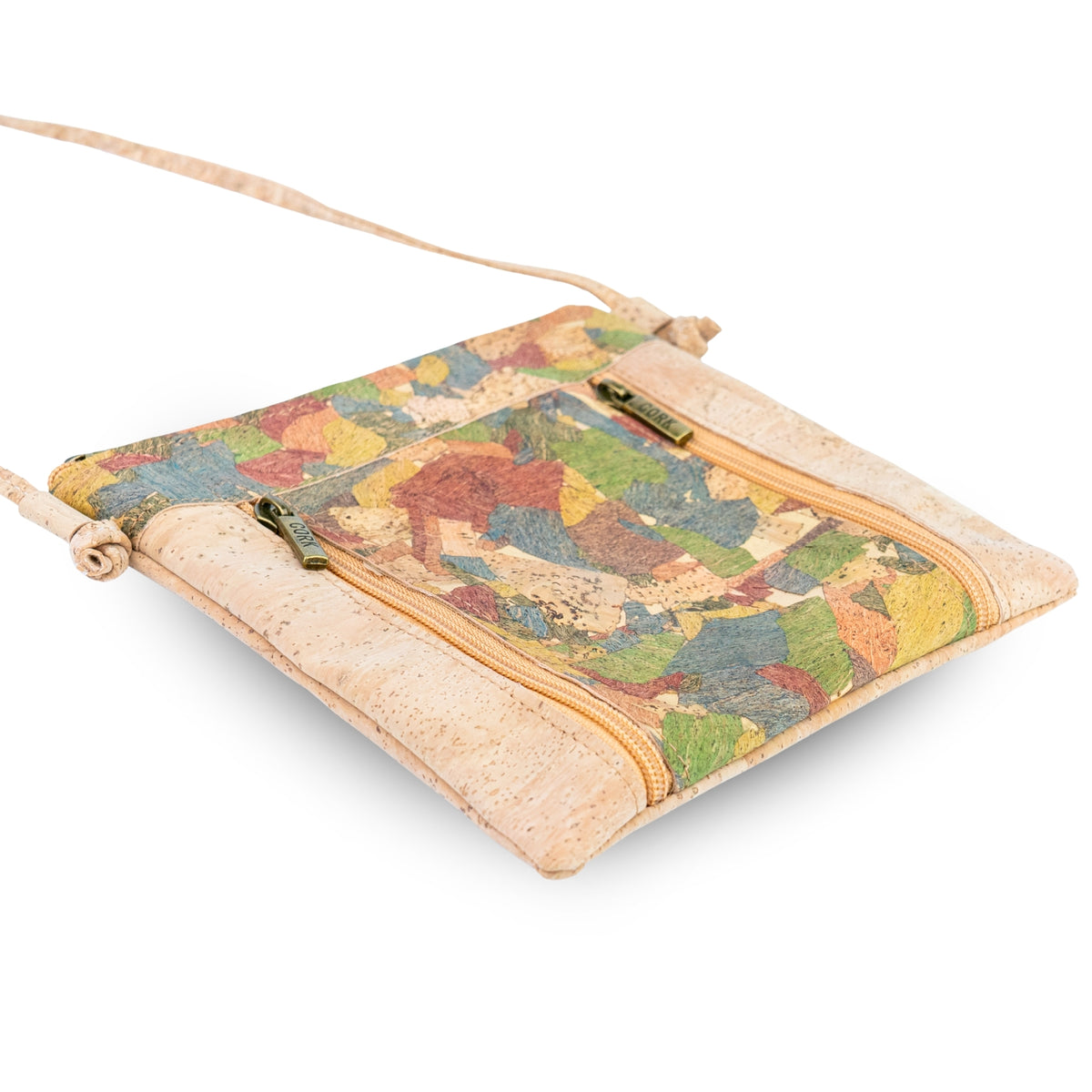 Slim Cork Crossbody Bag with Three Zipped Compartments BAGP-394