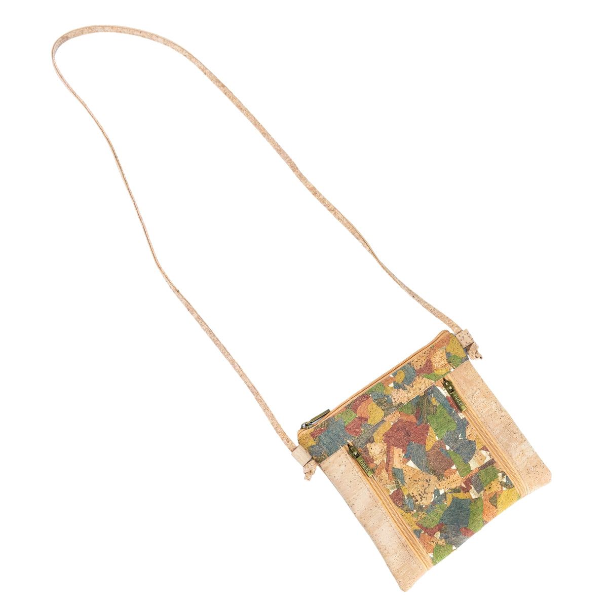 Slim Cork Crossbody Bag with Three Zipped Compartments BAGP-394
