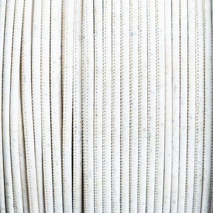 White 3mm round cork cord COR-649(10 meters)