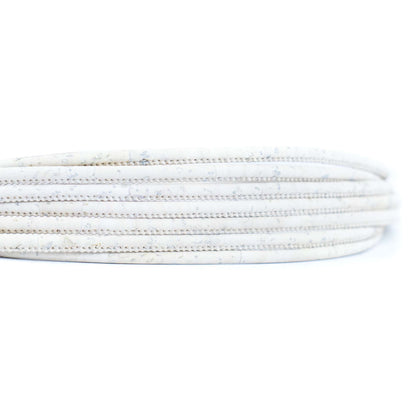 White 3mm round cork cord COR-649(10 meters)