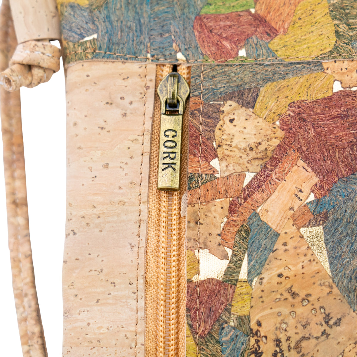 Slim Cork Crossbody Bag with Three Zipped Compartments BAGP-394
