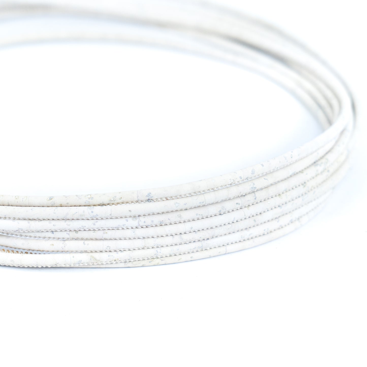 White 3mm round cork cord COR-649(10 meters)