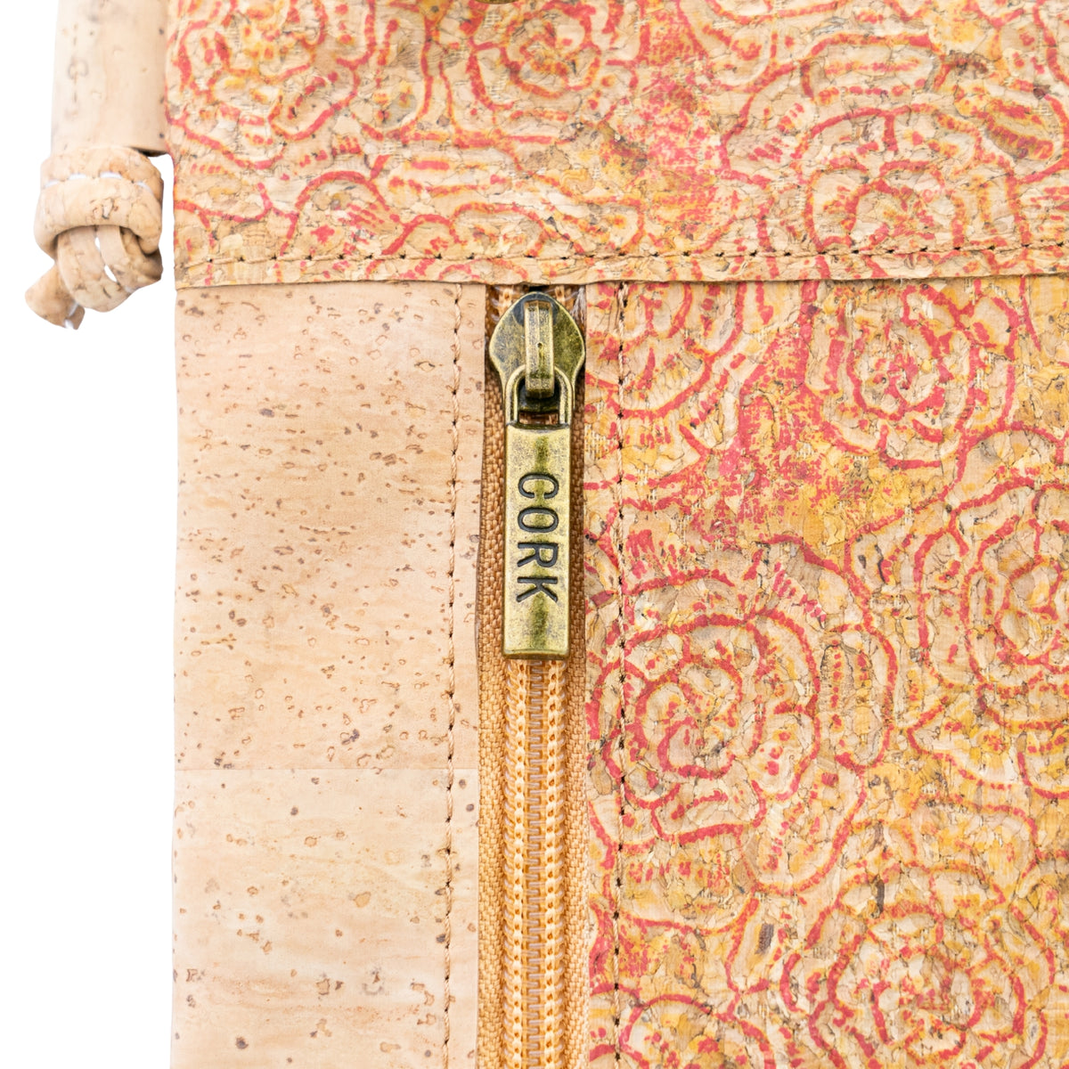 Slim Cork Crossbody Bag with Three Zipped Compartments BAGP-394