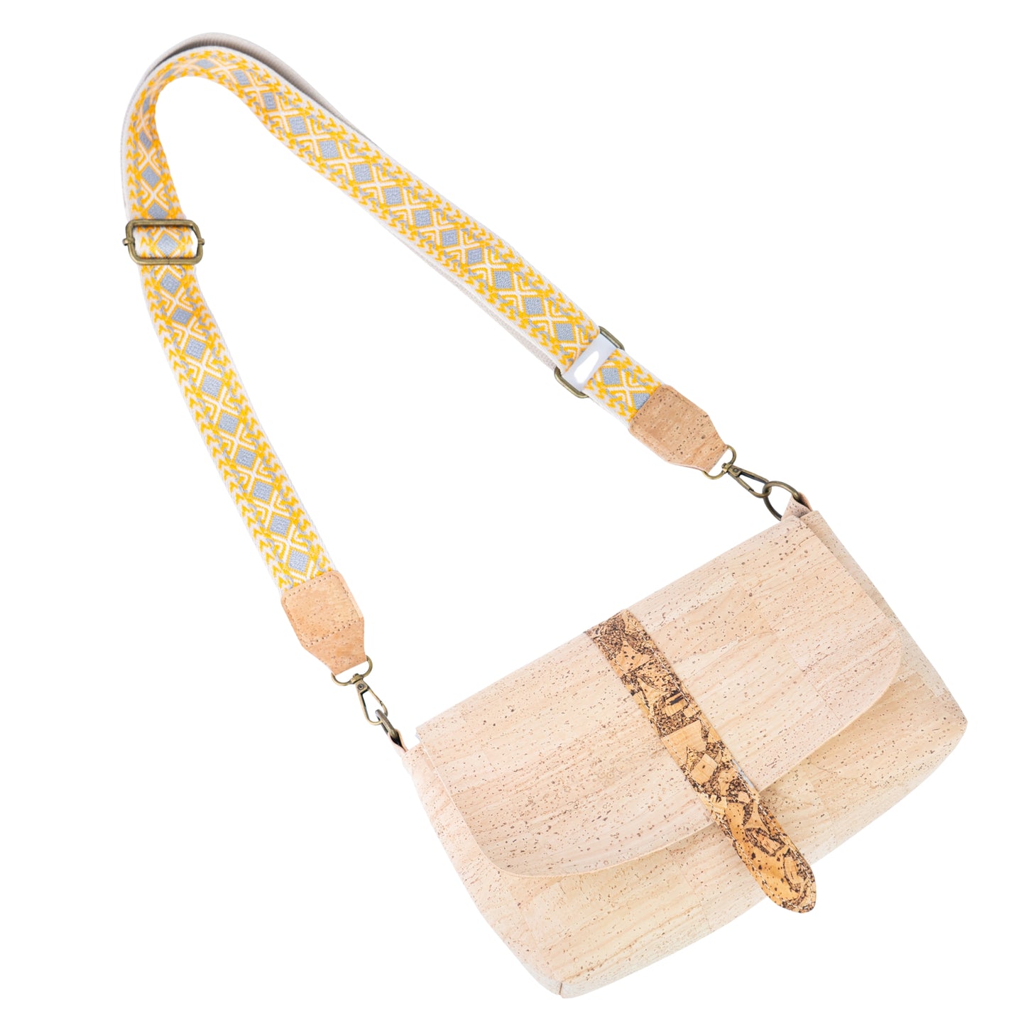 Cork Crossbody Bag with Interchangeable Strap | Natural Cork Shoulder Bag BAGP-366