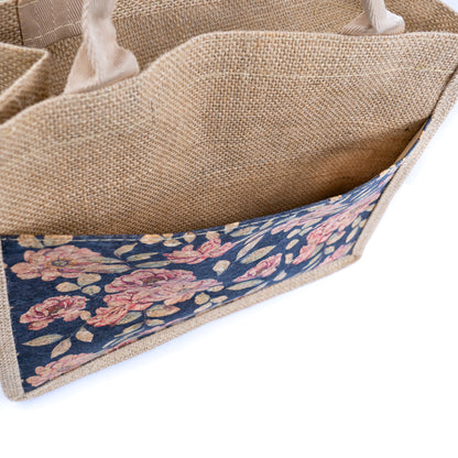 Floral Cork & Jute Tote Handbag BAG-2381