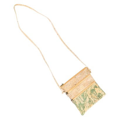 Eco-Friendly Cork Crossbody Bag with Triple Zippers BAGP-321