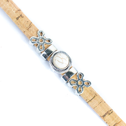 10MM flat cork wire combined with alloy hardware three colors of turquoise handmade ladies bracelet  BR-479-MIX-6