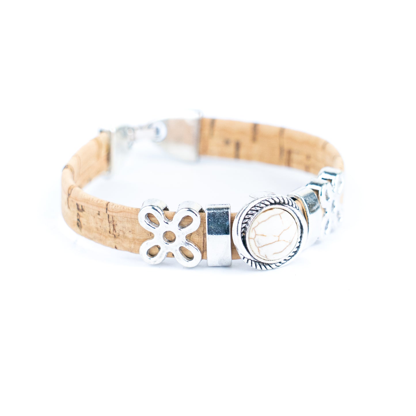 10MM flat cork wire combined with alloy hardware three colors of turquoise handmade ladies bracelet  BR-479-MIX-6