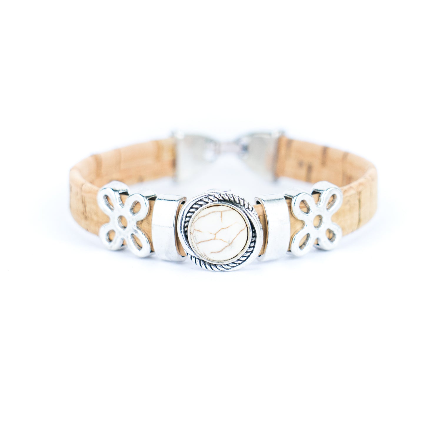 10MM flat cork wire combined with alloy hardware three colors of turquoise handmade ladies bracelet  BR-479-MIX-6