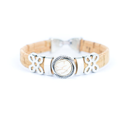 10MM flat cork wire combined with alloy hardware three colors of turquoise handmade ladies bracelet  BR-479-MIX-6