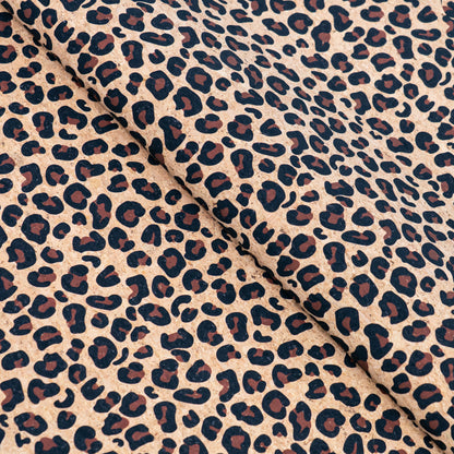 Leopard Print Cork Fabric | Natural Cork with Animal Pattern COF-688