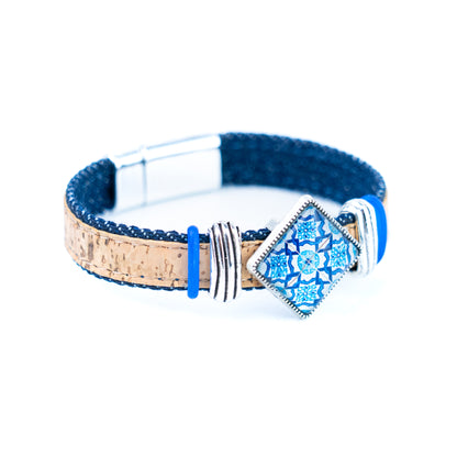 Portuguese Tile Cork Bracelet – Unisex Magnetic Clasp  DBR-064-MIX-5