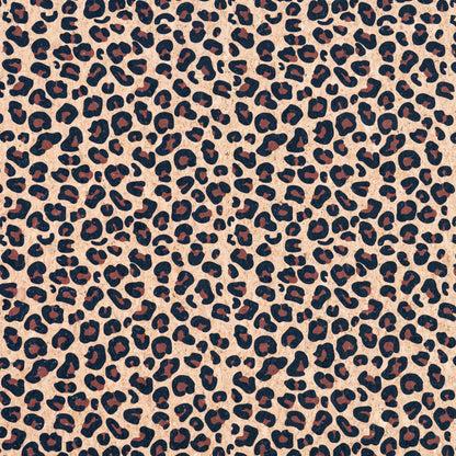 Leopard Print Cork Fabric | Natural Cork with Animal Pattern COF-688