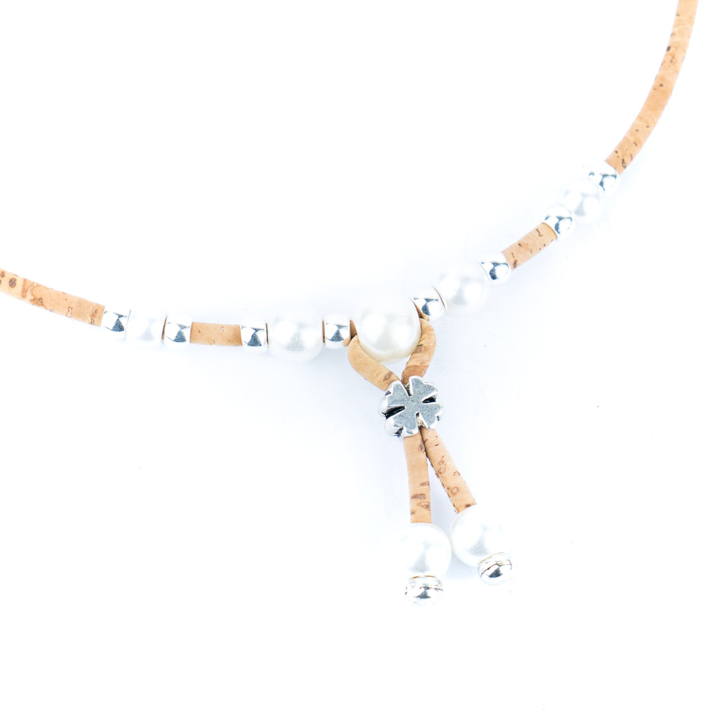 3mm natural color round cork wire handmade necklace NE-1045-MIX-5