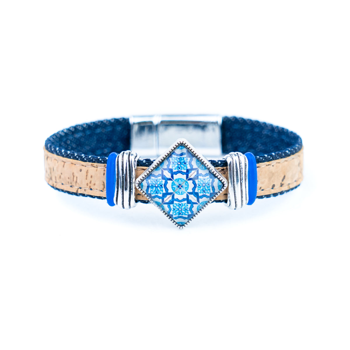 Portuguese Tile Cork Bracelet – Unisex Magnetic Clasp  DBR-064-MIX-5