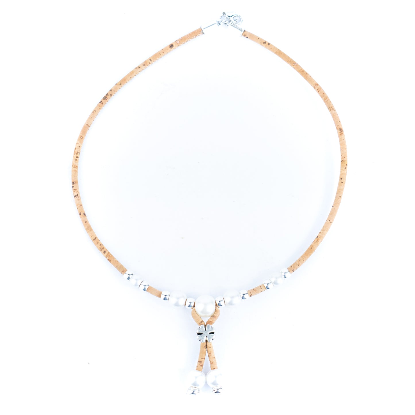 3mm natural color round cork wire handmade necklace NE-1045-MIX-5