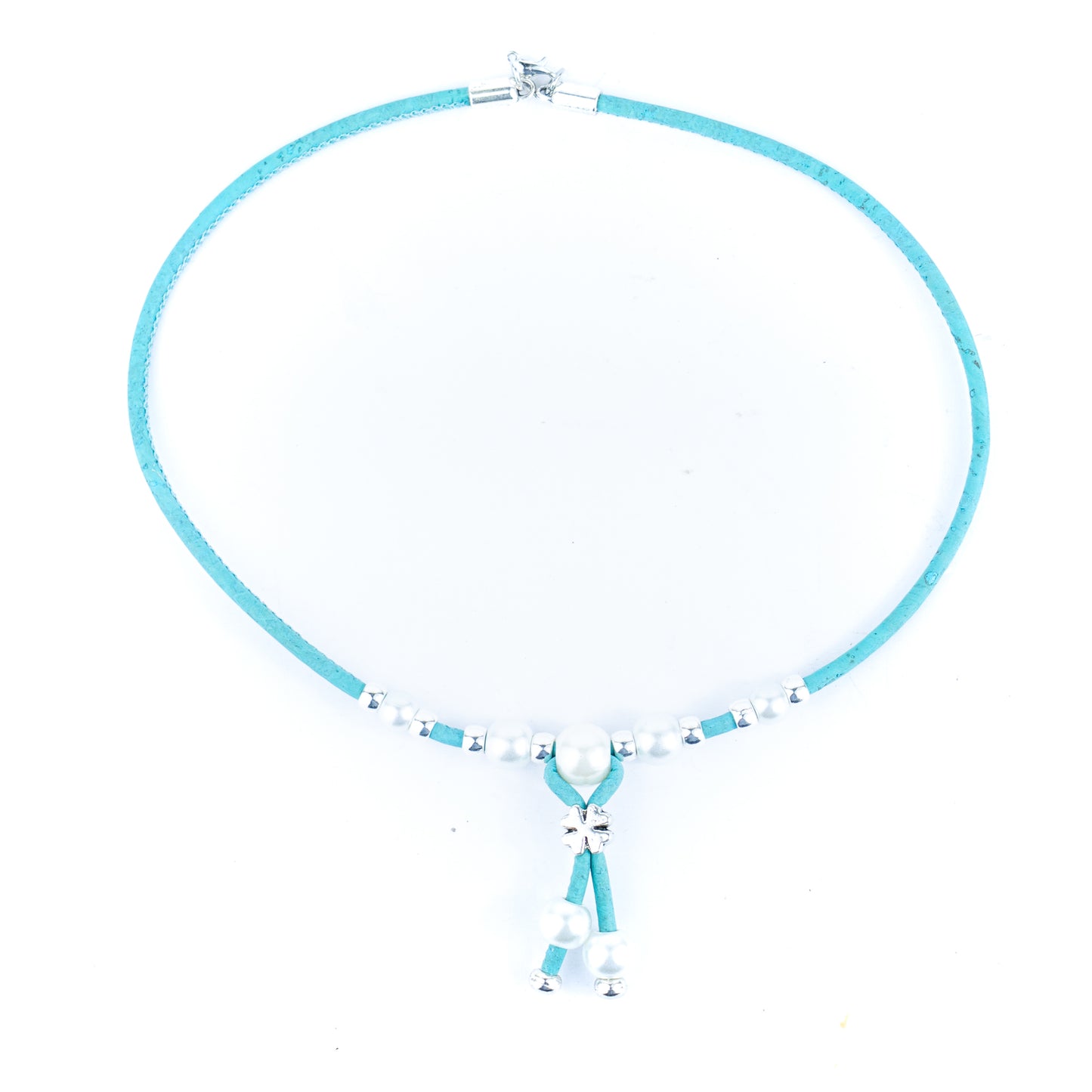 3mm natural color round cork wire handmade necklace NE-1045-MIX-5