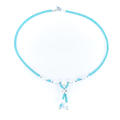 3mm natural color round cork wire handmade necklace NE-1045-MIX-5