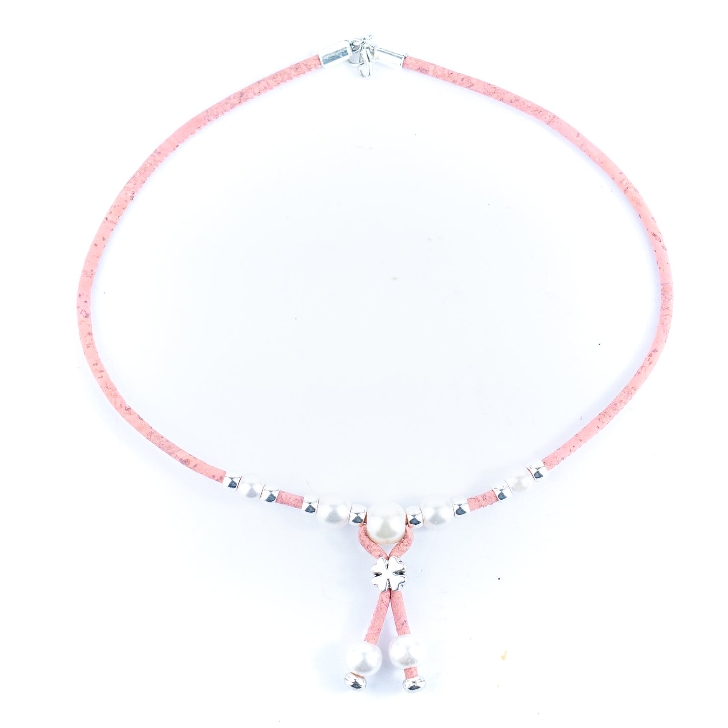 3mm natural color round cork wire handmade necklace NE-1045-MIX-5