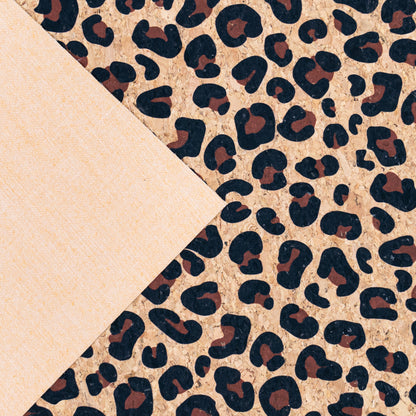 Leopard Print Cork Fabric | Natural Cork with Animal Pattern COF-688