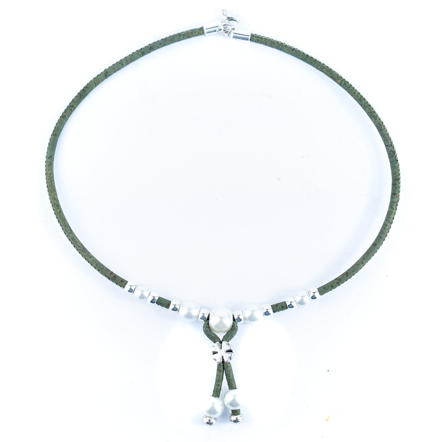 3mm natural color round cork wire handmade necklace NE-1045-MIX-5