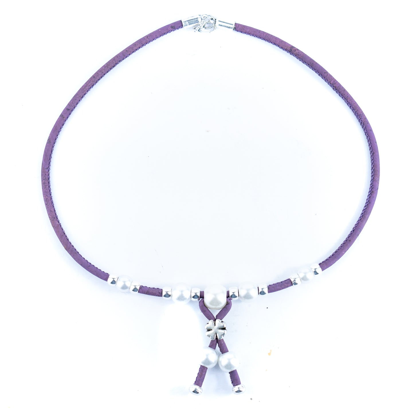 3mm natural color round cork wire handmade necklace NE-1045-MIX-5