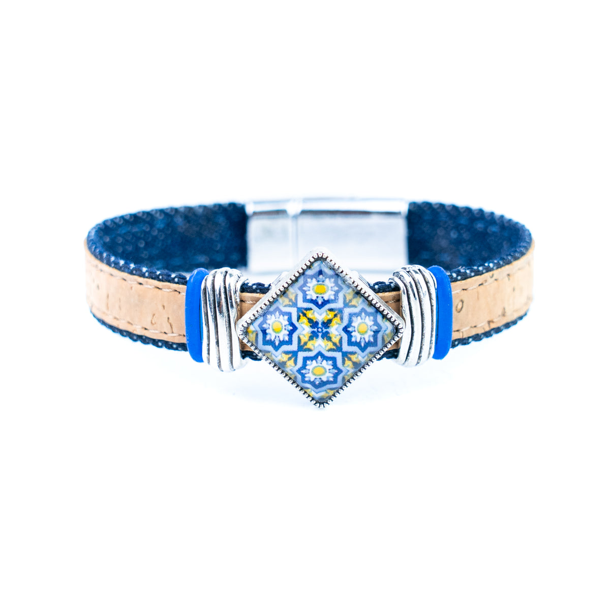 Portuguese Tile Cork Bracelet – Unisex Magnetic Clasp  DBR-064-MIX-5