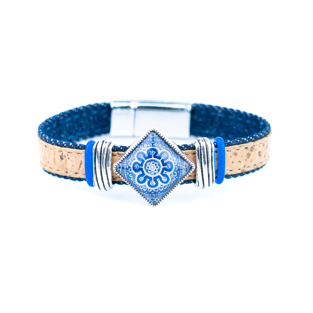 Portuguese Tile Cork Bracelet – Unisex Magnetic Clasp  DBR-064-MIX-5