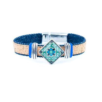 Portuguese Tile Cork Bracelet – Unisex Magnetic Clasp  DBR-064-MIX-5