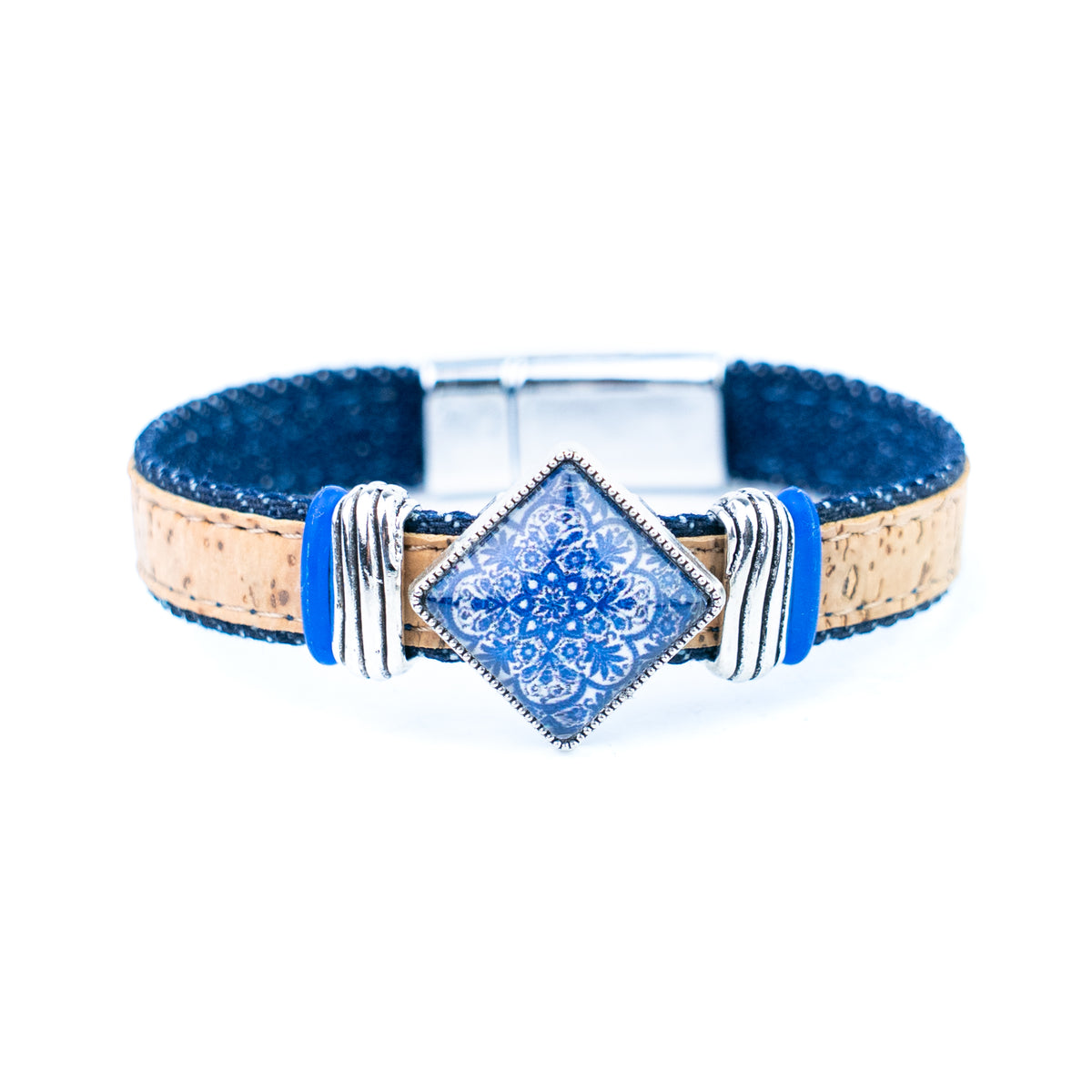 Portuguese Tile Cork Bracelet – Unisex Magnetic Clasp  DBR-064-MIX-5