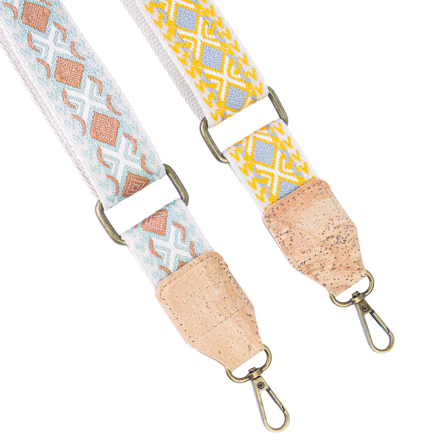 Cork Crossbody Bag with Interchangeable Snap Charm | Natural & Yellow Cork Shoulder Bag BAGP-365