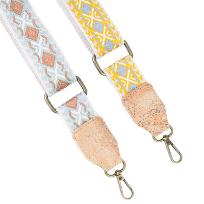 Cork Crossbody Bag with Interchangeable Snap Charm | Natural & Yellow Cork Shoulder Bag BAGP-365