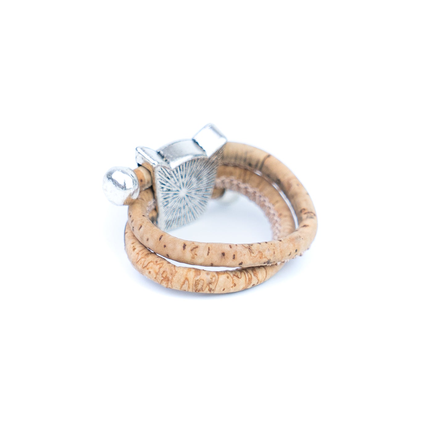 Cute Cat Cork Wrap Ring – Adjustable Portuguese Cork Ring with Alloy Charm RW-023-MIX-10
