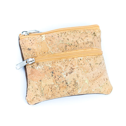 Dual Zip Cork Coin Pouch BAGP-333 (5 Units) RANDOM PATTERN