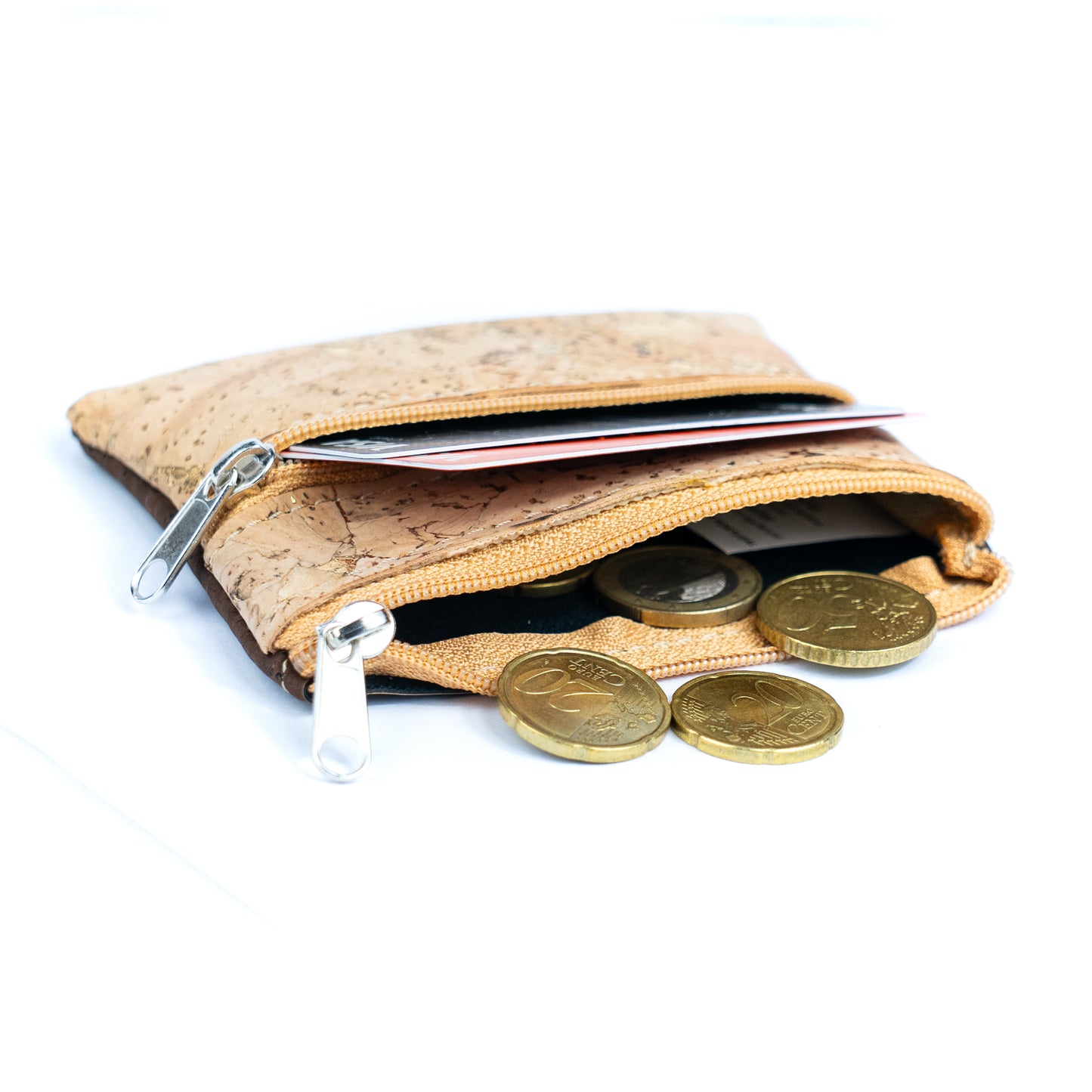 Dual Zip Cork Coin Pouch BAGP-333 (5 Units) RANDOM PATTERN