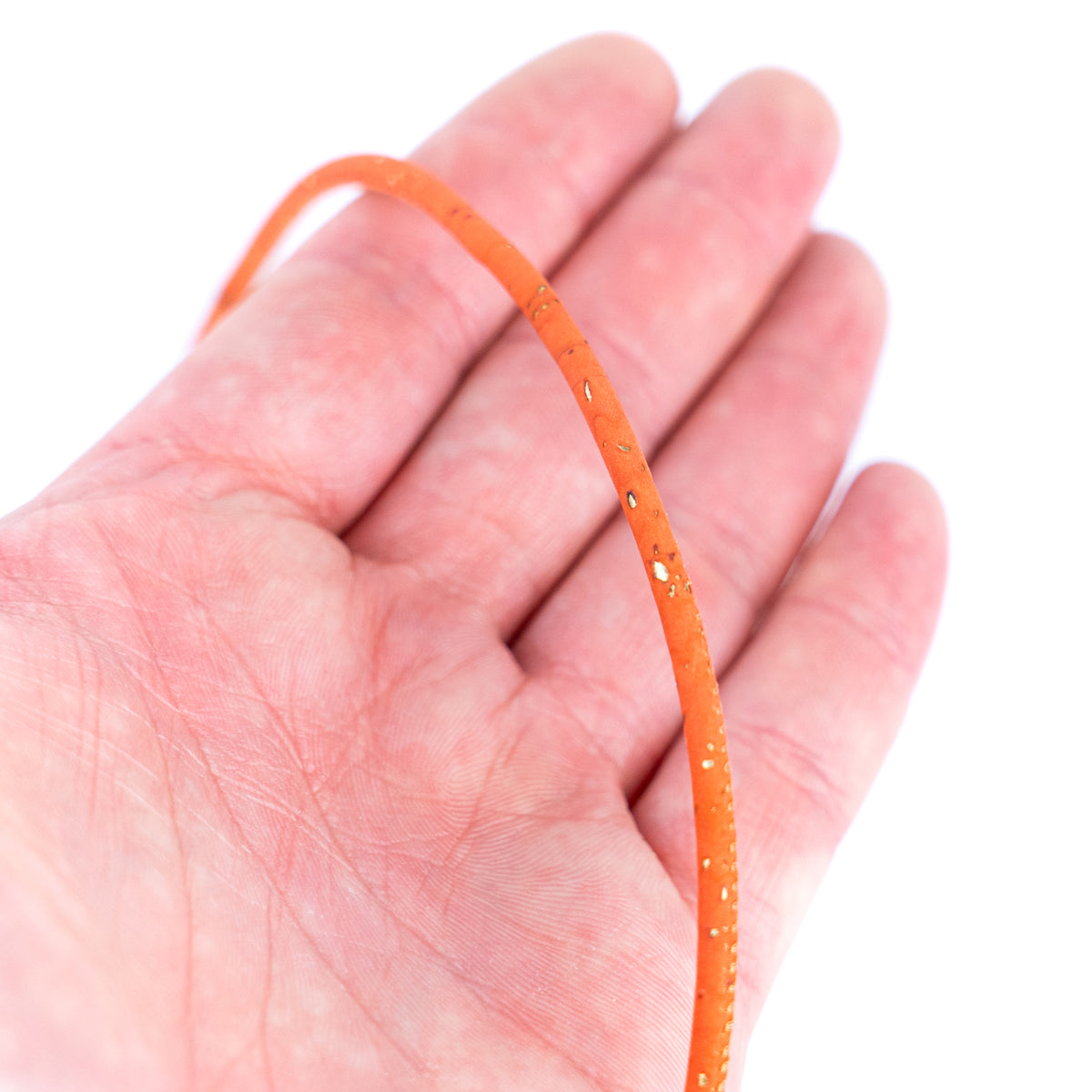 3mm Round Cork Cord - Orange with Gold Flecks - COR-669 (10 Meters)