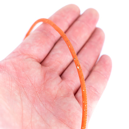 3mm Round Cork Cord - Orange with Gold Flecks - COR-669 (10 Meters)
