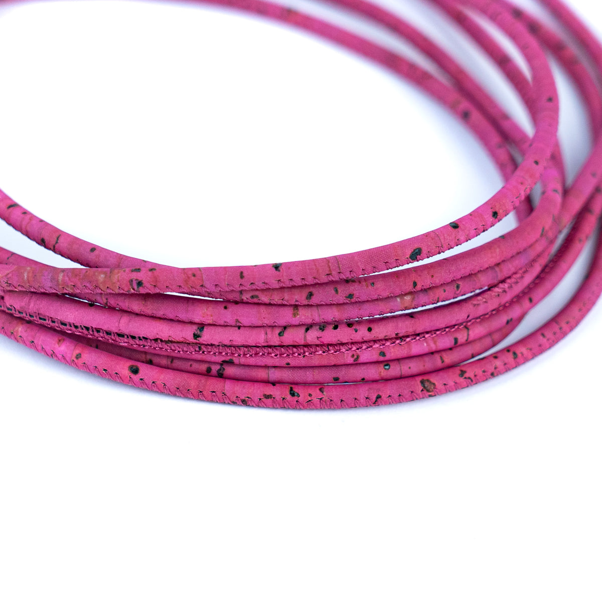 3mm Round Cork Cord - Fuchsia - COR-679 (10 Meters)
