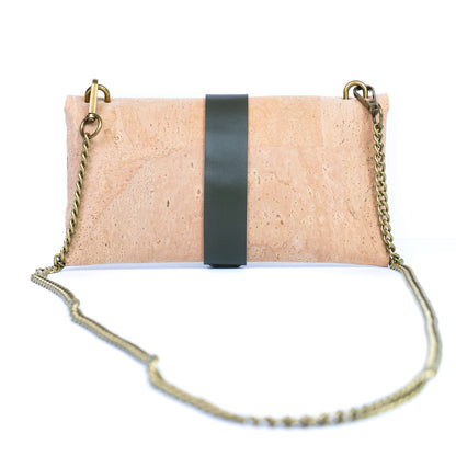 Natural Cork Crossbody Wallet with Chain Strap & Bee Charm BAG-2372