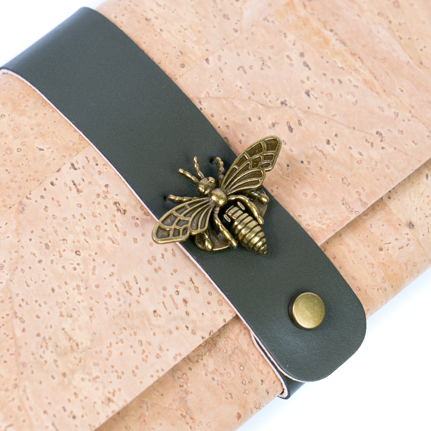 Natural Cork Crossbody Wallet with Chain Strap & Bee Charm BAG-2372