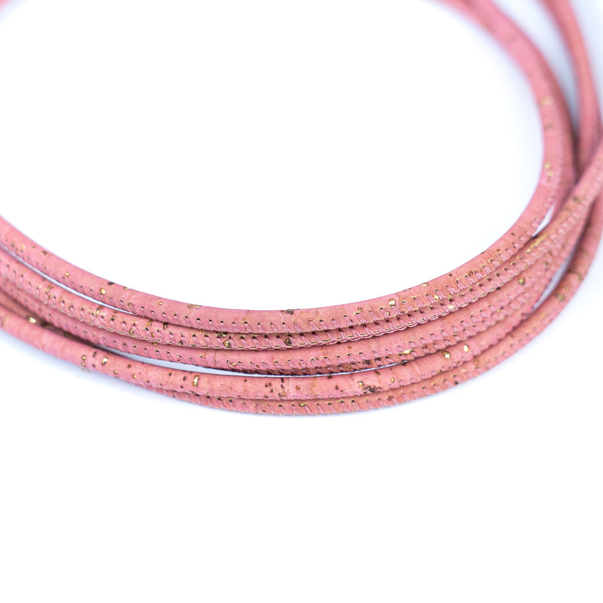 3mm Round Cork Cord - Pink with Gold Flecks - COR-676 (10 Meters)